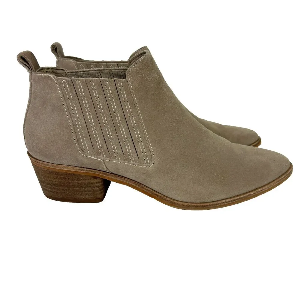 Dolce Vita Taupe Beige Suede Ankle Booties Pull On Chelsea Boots Classic sz 10